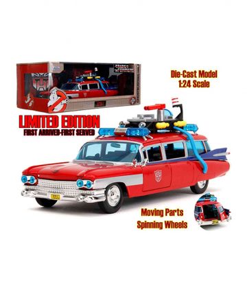 GHOSTBUSTERS x TRANSFORMERS réplique ECTO-1 x OPTIMUS PRIME 1/24