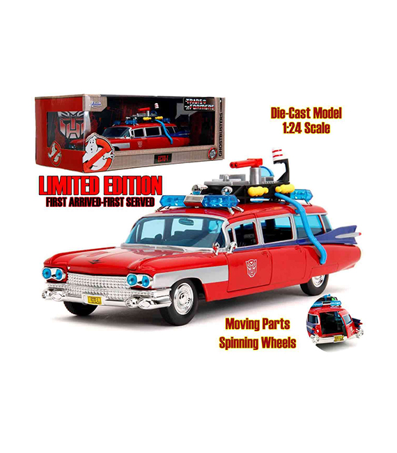 GHOSTBUSTERS x TRANSFORMERS réplique ECTO-1 x OPTIMUS PRIME 1/24
